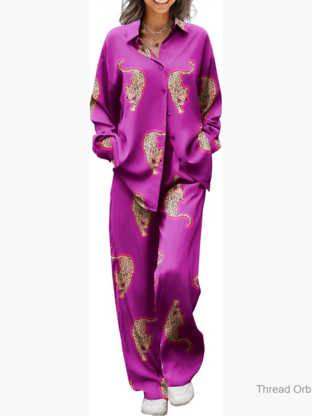 Satin Pajama Set 2 Piece Loungewear Button Down Sleepwear XXL - Picture 1 of 5